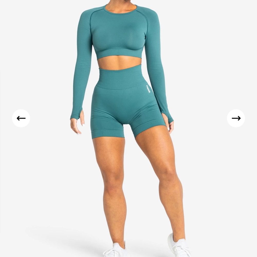 Pursue Fitness High Rise Seamless Shorts Teal M